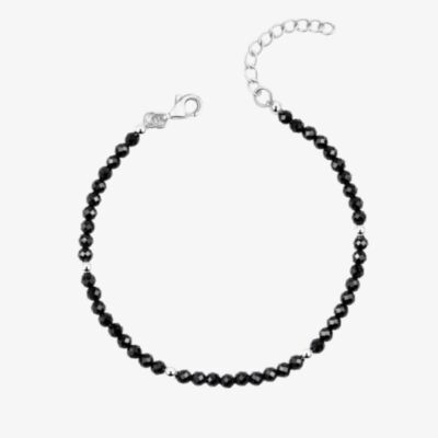 Fashionista Silver Sterling Silver Black Spinel Beaded Bracelet B5668B