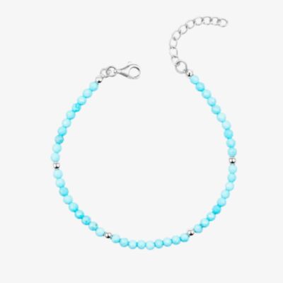 Fashionista Silver Sterling Silver Blue Magnesite Beaded Bracelet B5669T