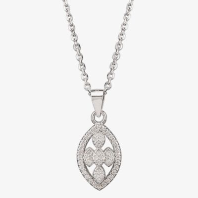 Silver Pavé Open Marquise Pendant P614075