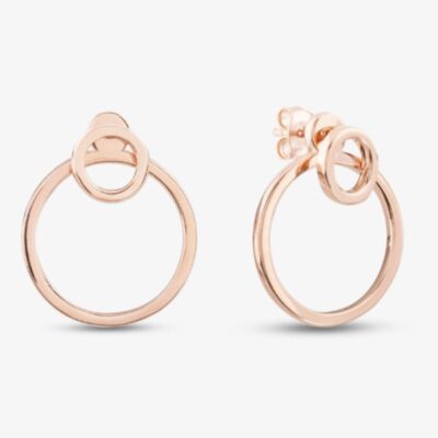 Rose Gold Plated Double Circle Dropper Stud Earrings ME0408D ROSE