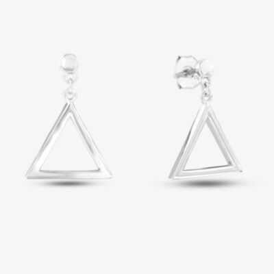 Silver Open Cut Triangle Dropper Stud Earrings SE06905A