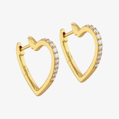 LUXE Silver Gold Plated 19.5mm Cubic Zirconia Heart Hoop Earrings 8.51.3133