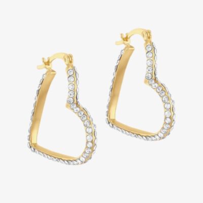 LUXE Silver Gold Plated Cubic Zirconia Heart Hoop Earrings 8.51.3202