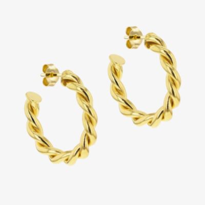 LUXE Silver Gold Plated Twisted Open Hoop Earrings 8.51.3212
