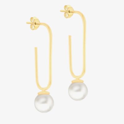 LUXE Silver Gold Plated Freshwater Pearl Dropper Earrings 8.54.5064