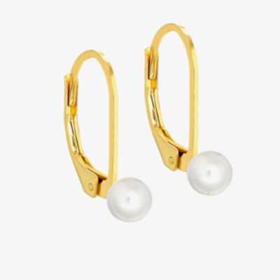 LUXE Silver Gold Plated Freshwater Pearl Leverback Earrings 8.54.5092