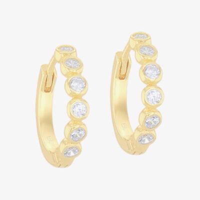 LUXE Silver Gold Plated 14mm Cubic Zirconia Hoop Earrings 8.58.0004