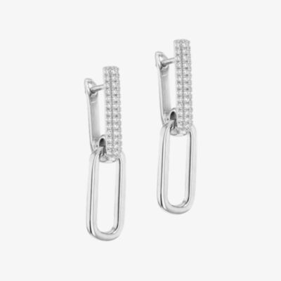 Silver Cubic Zirconia Paperlink Dropper Earrings 8.58.0003