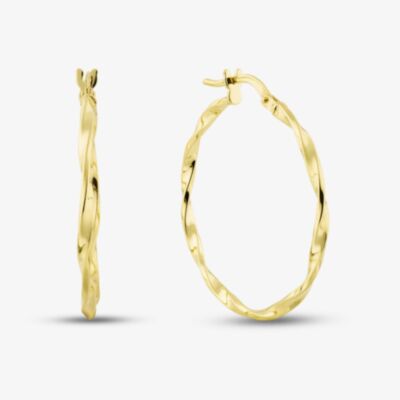 Silver Gold Plated 30mm Twist Hoop Earrings S3461