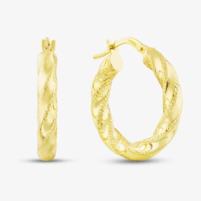 Silver Gold Plated 22mm Twist Hoop Earrings S3437