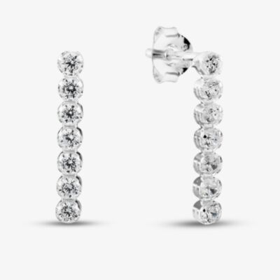 Sterling Silver Cubic Zirconia Dropper Earrings E6471C