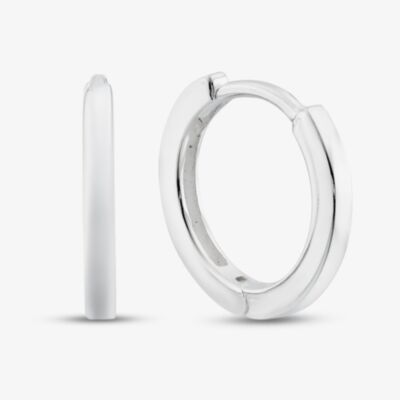 Silver Classic Sterling Silver Mini Flat Profile Huggie Hoop Earrings E5864