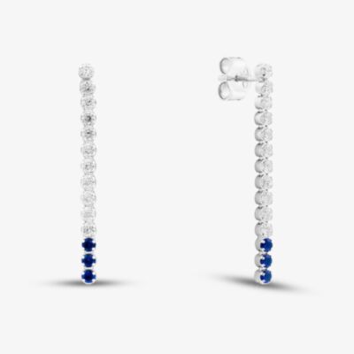 Sterling Silver Rhodium Plated Two Colour Cubic Zirconia Drop Earrings 8.58.8559