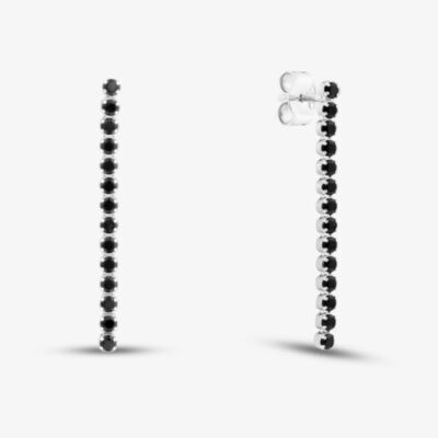 Sterling Silver Rhodium Plated Black Cubic Zirconia Drop Earrings 8.58.8579