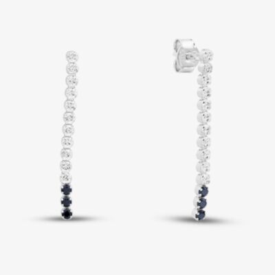 Sterling Silver Rhodium Plated White & Black Cubic Zirconia Drop Earrings 8.58.9369