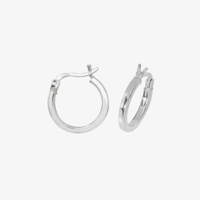 Silver Classic Sterling Silver 10mm Square Edge Hoop Earrings G5710