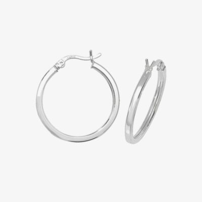 Silver Classic Sterling Silver 20mm Square Edge Hoop Earrings G5712