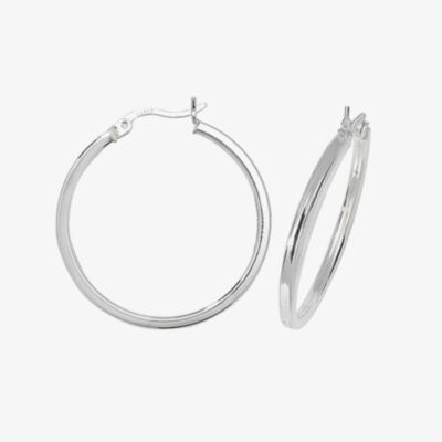 Silver Classic Sterling Silver 25mm Square Edge Hoop Earrings G5713
