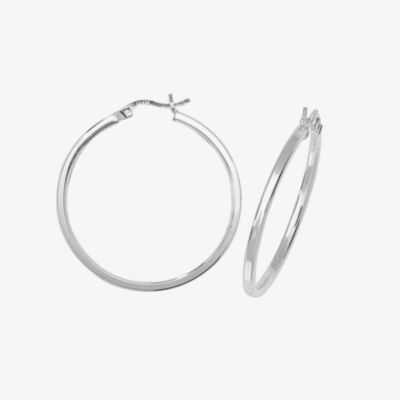 Silver Classic Sterling Silver 30mm Square Edge Hoop Earrings G5714