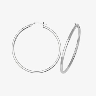 Silver Classic Sterling Silver 40mm Square Edge Hoop Earrings G5715