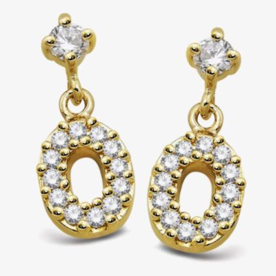 Unique Gold Pated Cubic Zirconia Drop Earrings ME-1006GO
