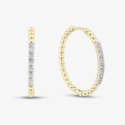 Fashionista Gold Gold Tone Plated Cubic Zirconia Beaded Hoop Earrings ME-1070GO