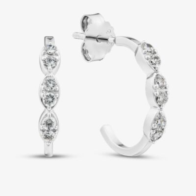 Fashionista Silver Sterling Silver Cubic Zirconia Triple Cluster Hoop Earrings ME-1081