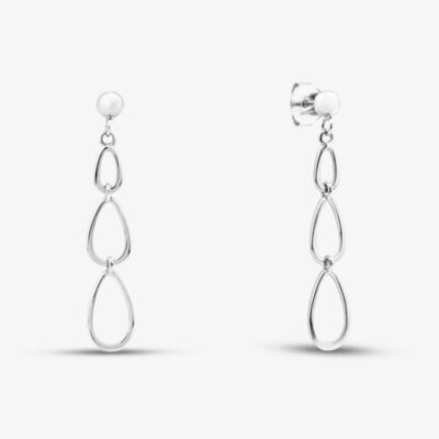Fashionista Silver Sterling Silver Triple Teardrop Drop Stud Earrings CDC1280XX0000R1