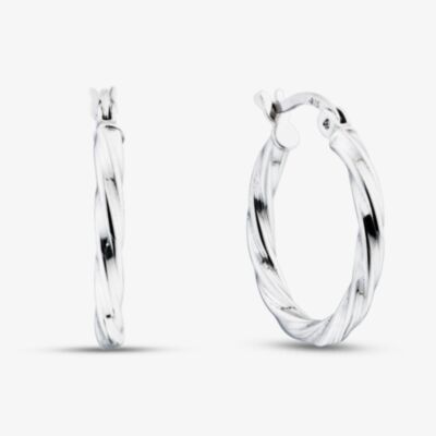 Fashionista Silver Sterling Silver Twist Hoop Earrings TTE3667150000R1