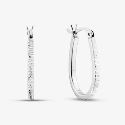Fashionista Silver Sterling Silver Textured Oval Hoop Earrings TTE289520D167R1