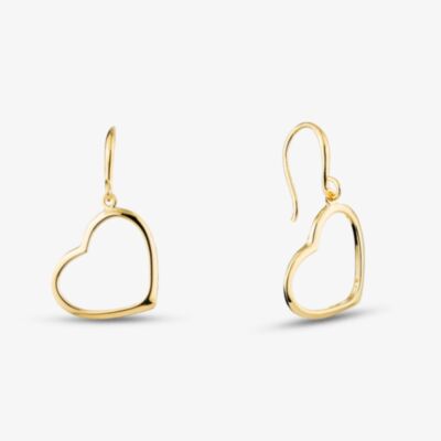 Yellow Gold Plated Sterling Silver Open Heart Drop Earrings AE23747/G
