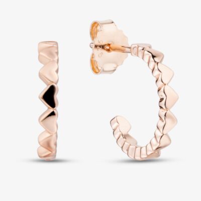 Fashionista Gold Rose Gold Tone Plated Sterling Silver Mini Heart Huggie Hoop Earrings AE24152/P