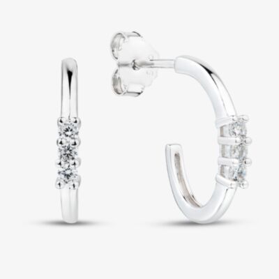 Fashionista Silver Sterling Silver Cubic Zirconia Huggie Hoop Earrings AE24159Z/R