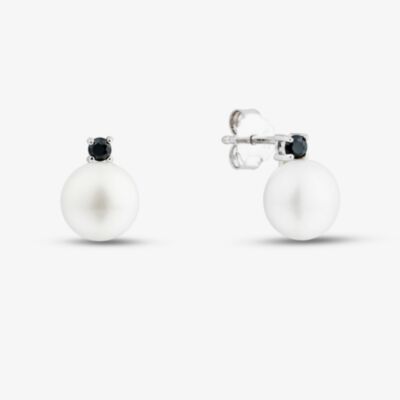Fashionista Silver Sterling Silver Freshwater Pearl Stud Earrings AE19661BKZ-WFM/R