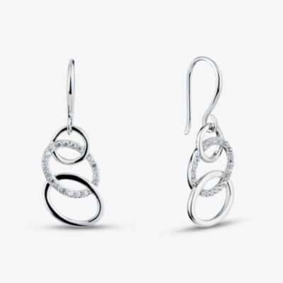 Fashionista Silver Sterling Silver Cubic Zirconia Interlocking Oval Drop Earrings AE19322Z/R