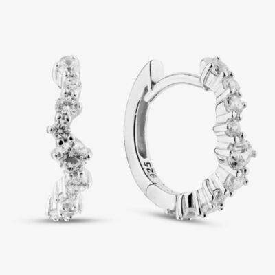 Fashionista Silver Sterling Silver Cubic Zirconia Huggie Hoop Earrings 05S2AZE572404