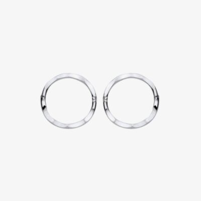 Fashionista Silver Sterling Silver 11mm Hinged Sleeper Hoop Earrings S3494