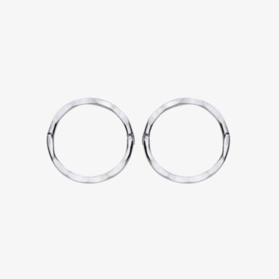 Fashionista Silver Sterling Silver 12mm Hinged Sleeper Hoop Earrings S3496