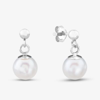 Silver 7 - 7.5mm Freshwater Pearl Drop Earrings EOW6007FW