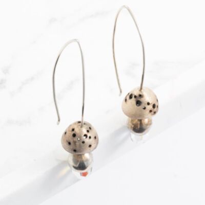 Silver Crystal Mushroom Dropper Earrings E13