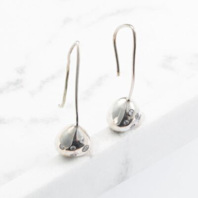 Silver Cubic Zirconia Dropper Earrings E22