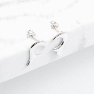 Silver Flame Abstract Stud Earrings ER209SI