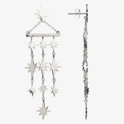 Chavin Silver Starburst Chandelier Dropper Earrings CS031