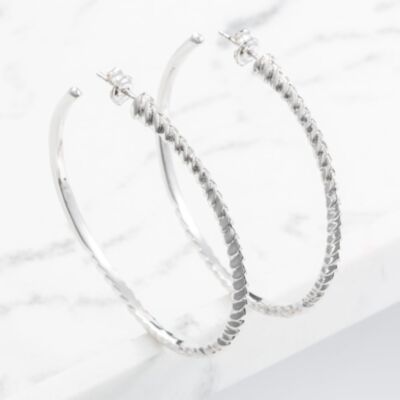 Rachel Galley Venom Silver Textured Hoop Earrings RGVN404-SV