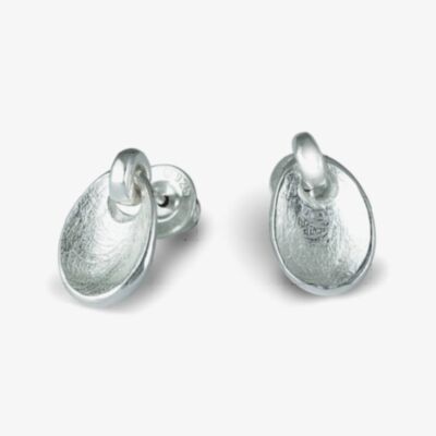 Scarlett Silver Textured Disc Dropper Earrings E3506