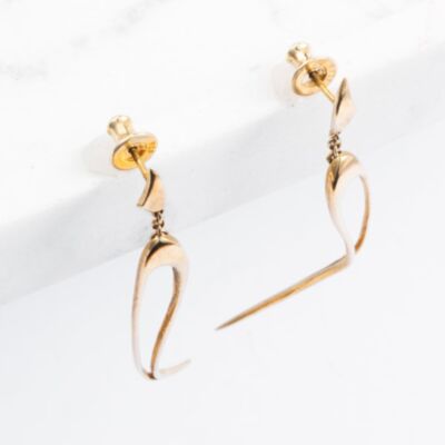 Gold Tone Flame Dropper Earrings WC140-GPS