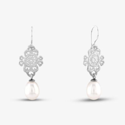 Sterling Silver Pearl Dropper Earrings 2460-AG-SW-1