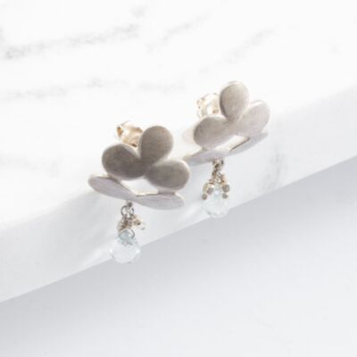 Steling Silver Topaz Flower Dropper Earrings EFISHB