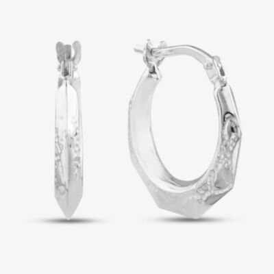 Sterling Silver Octagonal Patterned Creole Earrings 8.53.8159