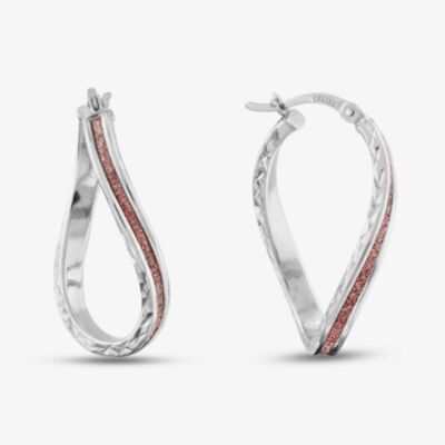 Sterling Silver Rose Stardust Textured Creole Earrings 8.51.2059